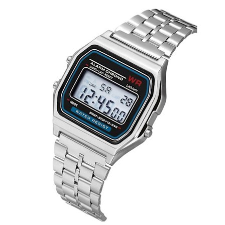 Digital Watch F91w Justerbar Elektronisk Business Klocka Med Stålrem Silver Färg1st