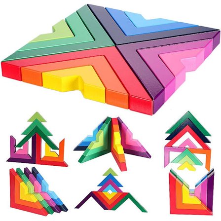 Tre Regnbue Utdannings Spill Byggeklosser Leke for Barn B