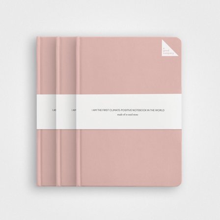 3 Pack Stone Paper Notebook Set—A5 Hardcover, Dusty Pink, Lined