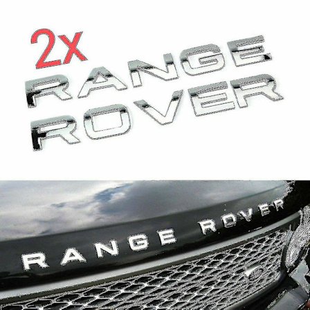 Chrome Range Rover Front Grill Bonnet Badge Emblem Bonnet Og Bagagerum Bogstaver Badge (pakke med 2)