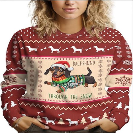 Julegenser med 3D digitaltrykk og rund hals - Gave - HQ18 - Størrelse L