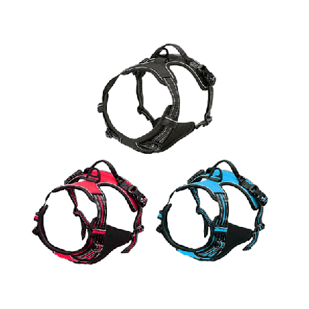 Justerbar No-Pull Hundsele Väst S-XL Reflekterande Husdjursträning Utomhus Handtag BLÅ-S