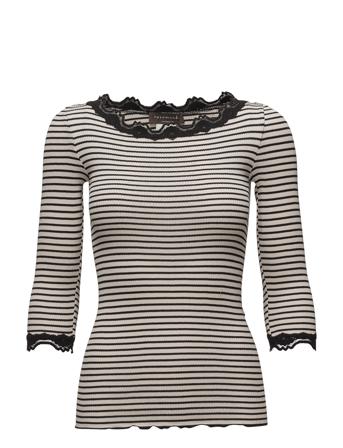 Silk T-Shirt Boat Neck Regular W/Vi T-shirts & Tops Long-sleeved Svart Rosemunde
