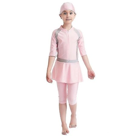 Perfekta flickor Barn Muslimska badkläder Islamiska badkläder Mild hud Burkini badkläder Strandkläder - Perfet rosa 9-10 år_tfrf