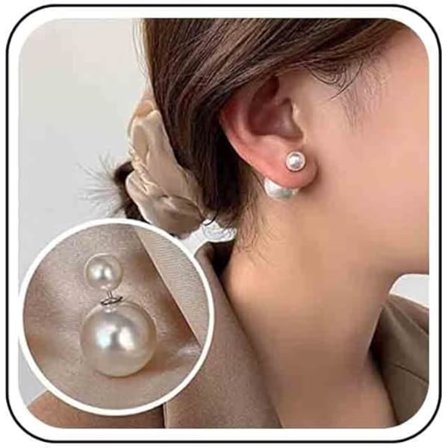 Pearl Ear Jacket Øredobber Store Perle Øredobber Sølv Front Back Øredobber Dobbeltsidige Perle Øredobber for Kvinner
