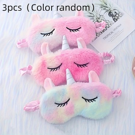 1 stk./3 stk. Ultrabløde plysmasker - Regnbue elastiske imiteret pels øjenmasker til voksne, regnbuefarvede elastiske stropper, rejse- og lurmaske til