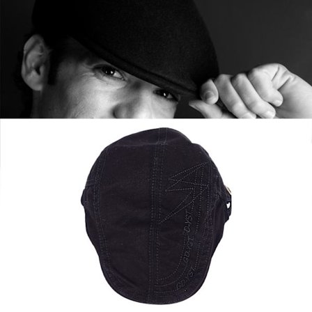 Flat keps bomull svart bekväm blockerar solljus utsökt broderi stilfull newsboy keps för män