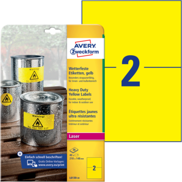 Etikett Gul 210x148 mm