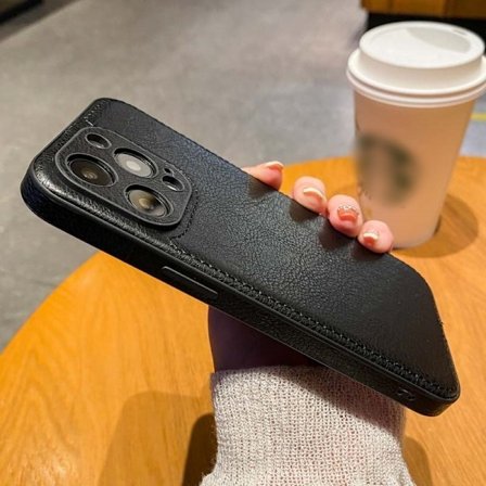 Fodral för iPhone16pro svart K1a "äkta läderfodral" business retro runt hål saknas etikett cr