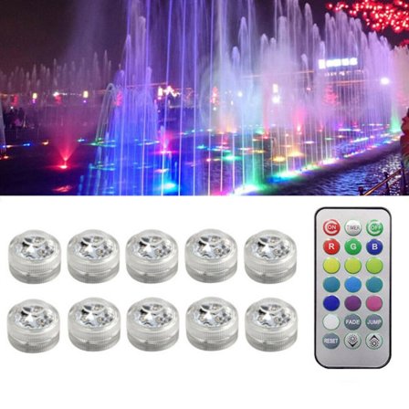 Mini Undervands RGB 3 LED Lys Med Fjernbetjening Små Undervands LED Tealights T