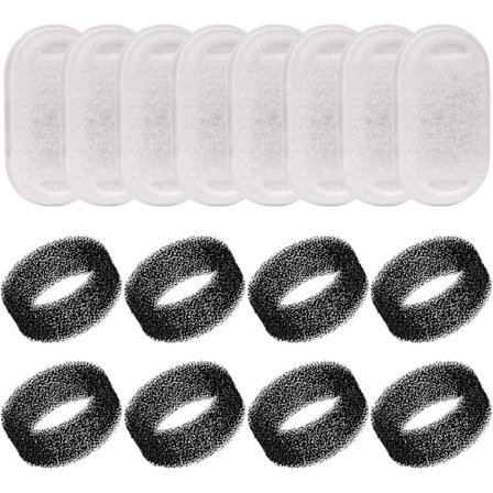 Kattefontænefilter, 16 stk. erstatningsfiltre til katte- og hundefontæner, aktivt kulfilter til kattefontæne 3,2 l rustfrit stål (8+8 stk.)