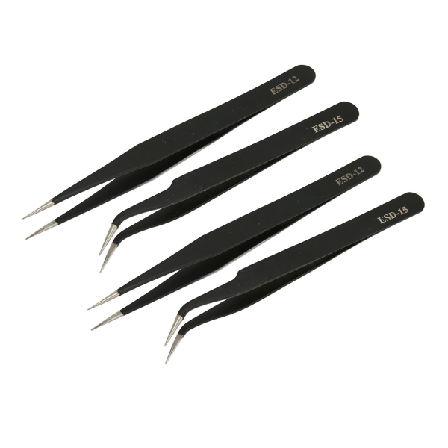 4 stk. antistatiske pinsetter i rustfritt stål, sterke klemmende, robuste og holdbare pinsetter for skjønnhet