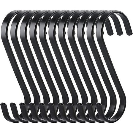 10 stk. flade S-kroge i rustfrit stål, kraftig køkkenkrog, multifunktionskroge til køkken eller slagter, tøj, planter, haveværktøj,