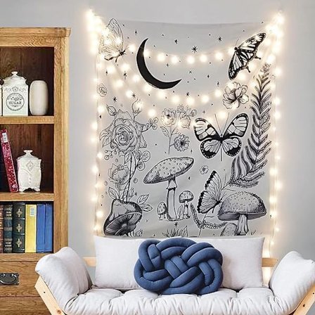 Mån Sommerfugl Vertikal Gobelin Hængende Baggrund Vægbeklædning