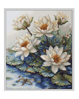 Stickpackung Bild Seerosen