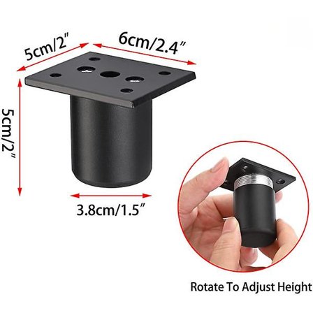 Säädettävät huonekalujalat Sängynjalat korotetaan (musta, K 50 mm)