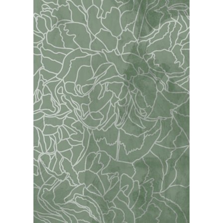 Abstract Sage Green Line Drawing Flowers