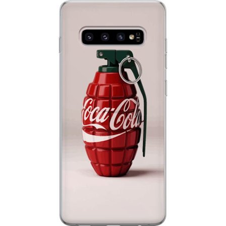 Kompatibelt Mobilskal till Samsung Samsung Galaxy S10+ Konstnärlig illustration av Coca Cola granat i rött och grönt, pop art inspirerat motiv med