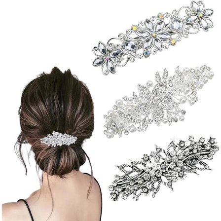 Rhinestone Pearl Hårklemmer, 3 stk. Antik Krystal Spænde Nåle Elegant Smykker Hår Dekorationer Tilbehør Hovedstykker Til Kvinder Brude Bryllup