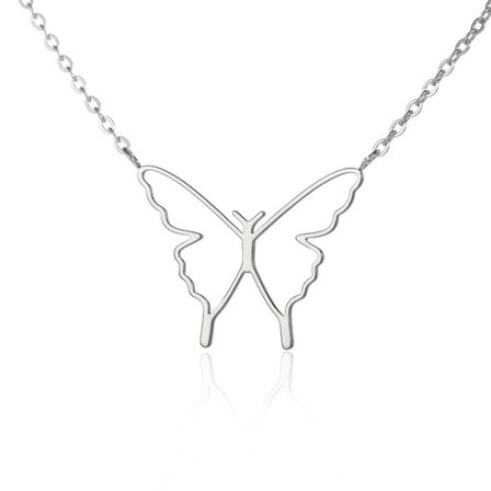 Frostade fjärilshalsband för kvinnor rostfritt stål dubbellager glitterfjärilar halsband collares de moda 2022 mujer