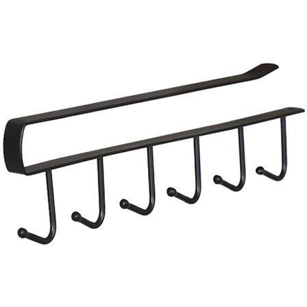 1 stk. hængekroge, under skabsstativ/kopholder, 6 kroge/borefri kaffekrusholder/køkkenredskaber/organisator/krogstativ, sorte hængekroge