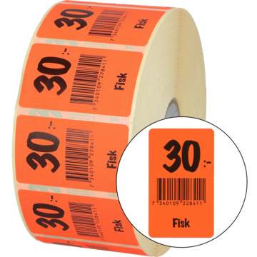 Etikett fisk 30 NOK