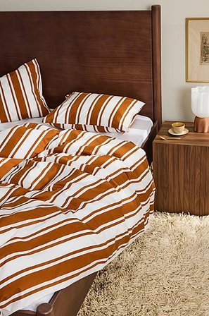 Jotex - Pussilakanasetti Yhden Hengen Vuode Orgaaninen Ruskea/valkoinen Ruskea/valkoinen - DEBBIE - Osta Kapeat sängyt Jotex