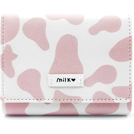 Plånbok med komönster för flickor, söt PU-plånbok med tre flikar och komönster, liten tecknad kort plånbok för kvinnor och flickor