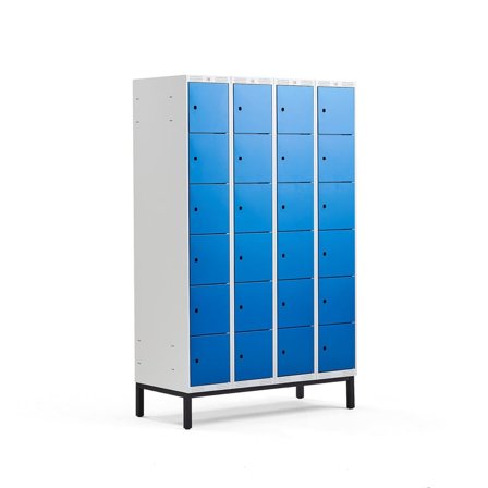 6 door locker CLASSIC, leg frame, 4 modules, 1940x1200x550mm, blue