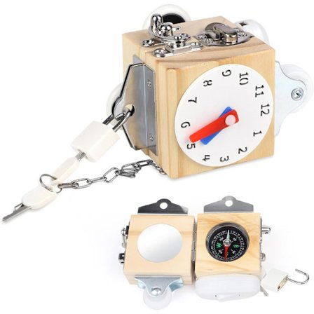 Travlt Træaktivitetskube, 8 i 1 Baby Aktivitetskube, Montessori Aktivitetslegetøj, Træaktivitetsbræt