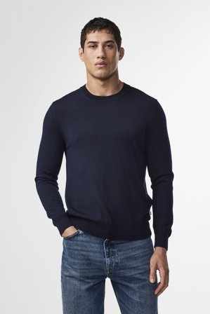 Ted 6605 Tröja Herr Blå Merinoull