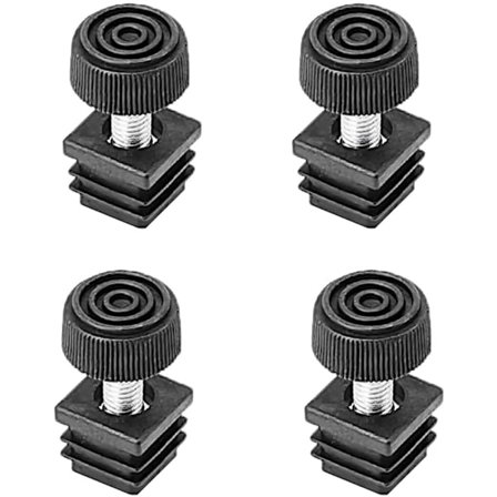 Sæt med 4 justerbare fødder til stoleben - 20 x 20 mm - M8 gevind - Sort