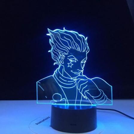 Anime Hunter X Decor Light 3D Illusion Lamppu Hisoka Gadgetit Lasten Yövalo Lahja Led Kosketussensori Värikäs Makuuhuone Yö ED3455 -h