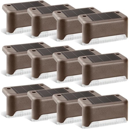 12 Pakke Solcelle Dekkslys - Bronsefinish - Vanntett - 8*4.5*4 cm - Varm Hvit - Egnet for Innkjørsler, Terrasser, Dekk, Trapper