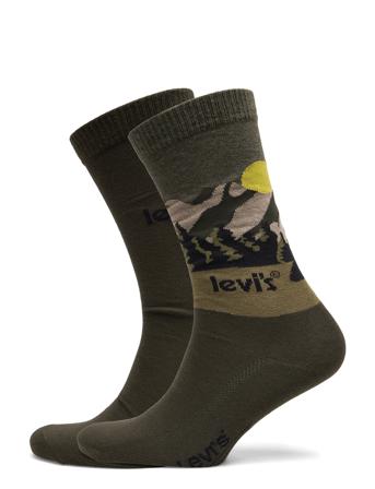 Levis Reg Cut Landscape 2P Underwear Socks Regular Socks Grønn Levi ́s
