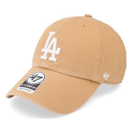47 Brand - MLB Beige unconstructed Kasket - Los Angeles Dodgers MLB Clean Up Camel/White Dad Cap @ Hatstore