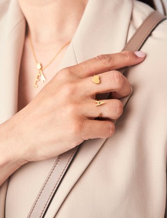 Design Letters Ring A-Z Gold - Gold - ONE SIZE
