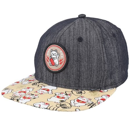 Djinns - Black snapback Czapka Z Daszkiem - Kids Lucky Cat Linen Rev. Black Snapback @ Hatstore