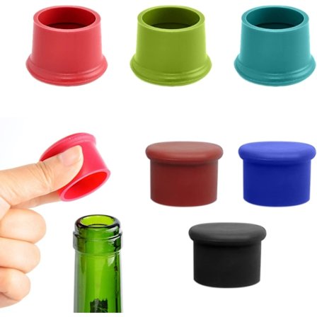 6 Silikon Flaskekorker, Vinflaskekorker/Ølkorker, Gjenbrukbare, for Vin, Champagne, Øl, Kullsyreholdige Drikker, Holder Frisk ved Forsegling