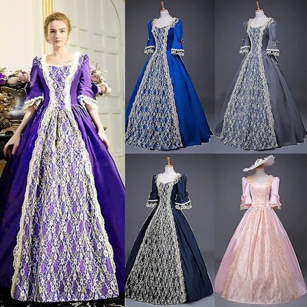 Kvinders kjole Plus Size middelalderlige bal kjoler kostumer til kvinder victoriansk kjole scene spil D-Pink