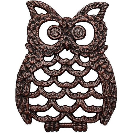 Valurauta-pöllöalunen - Koristeellinen alunen keittiötasolle tai ruokapöydälle Vintage, Rustic, Artisan Design - Kumijaloilla - Kierrätetty metalli