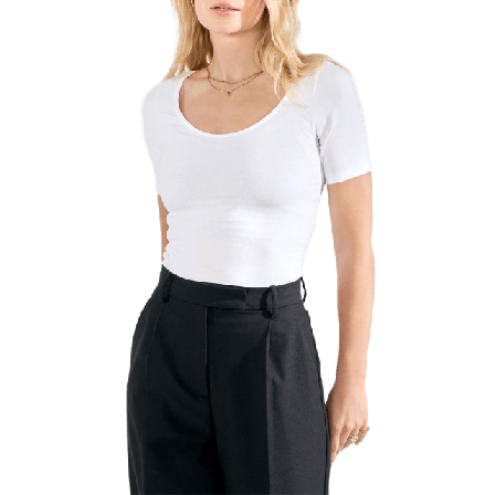 Bread & Boxers T-shirt Scoop Neck Linnen Dam Vit XL