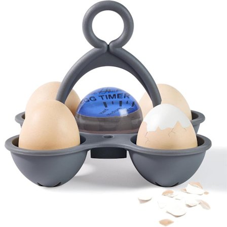 Æggeur, æggeholder der skifter farve ved kogning af æg, æggeur med æggeholder (blå)