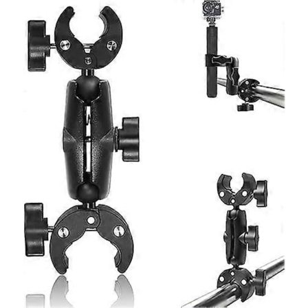 Kaksoiskameran Super Clamp -pidike, jalustinkiinnike, säädettävä 360 astetta kääntyvä, jalustalle, heijastimelle, sateenvarjolle, moottoripyörälle, 