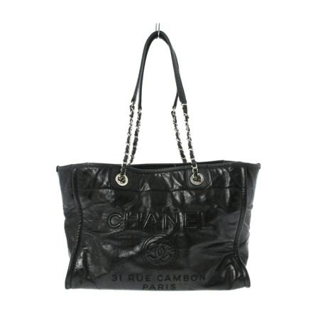 Chanel Vintage Tote Bags Sort, Dame Vintage Tasker, Størrelse: ONE Size