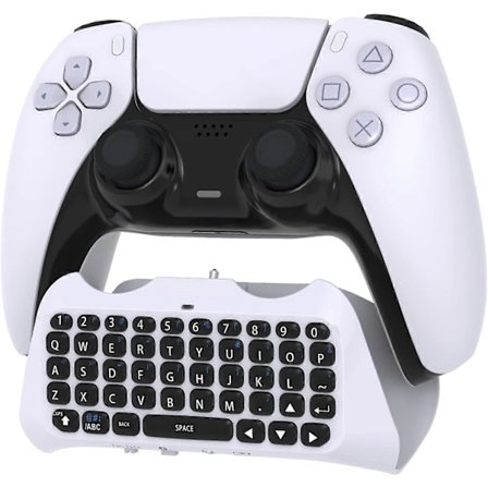 PS5 - Trådlöst Bluetooth Game Chatpad Tangentbord, 47 Tangenter - Inbyggd Högtalare & 3.5mm Headset Ljuduttag Kompatibelt med DualSense Contro[HK]