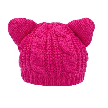 Katteøre Hue Hat-Rose Red Cute Kat Strikkede Hat Vinter Strik Cab