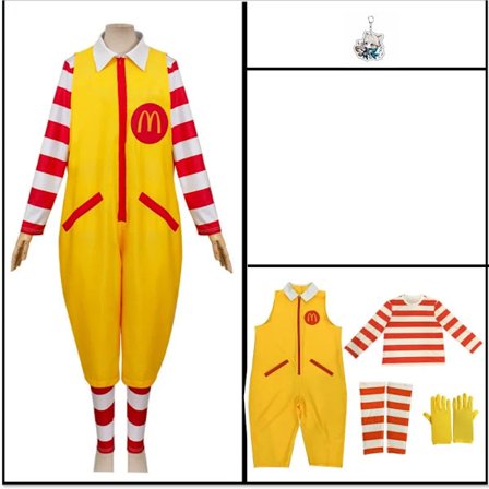 McDonald Cosplay Kostyme Ronald Maskerade Sutra Klovn Karakter Voksen Halloweenfest Morsomt Kostyme Scene Klær Parykk M-FY