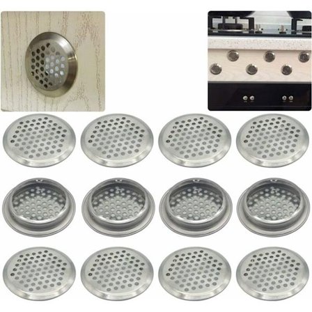 12 stk. 53 mm rustfrit stål ventilationsgitter rundt net åndedræt