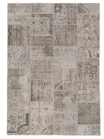 Patchwork Rug 168X240 Orange/Dark Grey Wool, Turkey